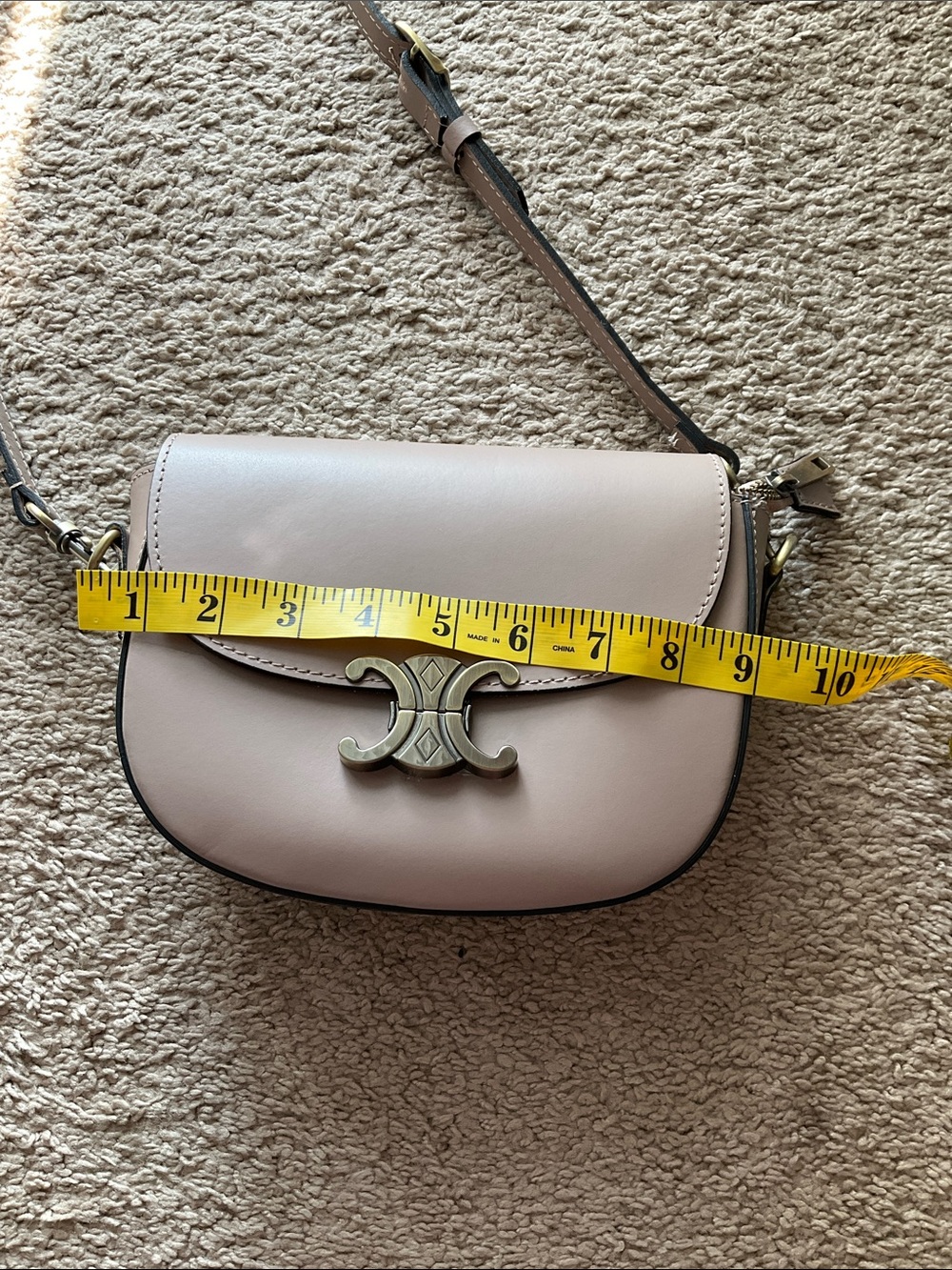 Taupe Leather Crossbody Bag - Picture 10 of 12